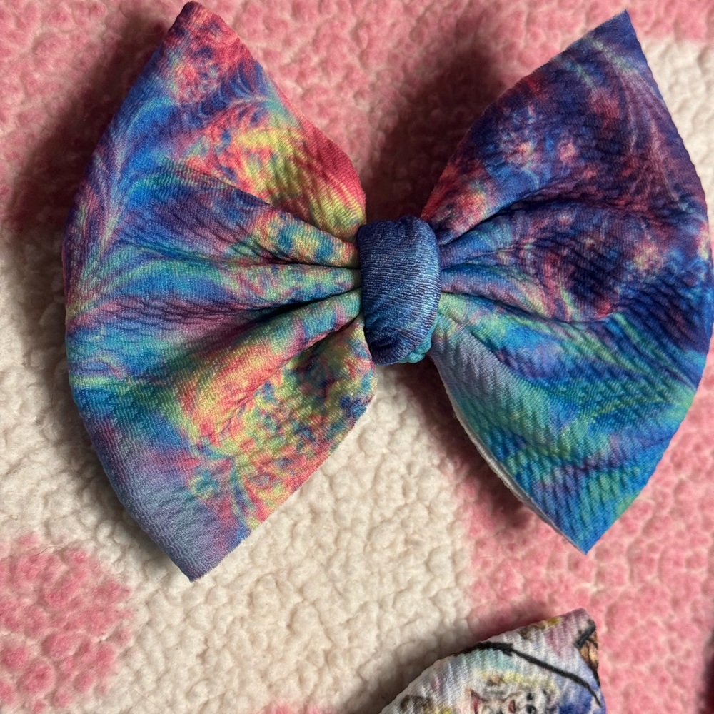 Vibrant Multicolor Kids Hair Bow Tie Dye